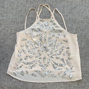 Cross-Back Sequin Tank Top